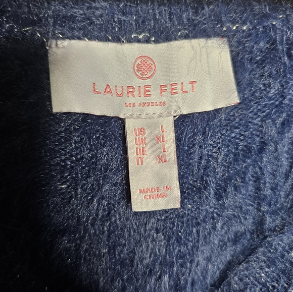 Laurie Felt Los Angeles - Navy Blue Sparkle Sweater - Large - Picture 5 of 6